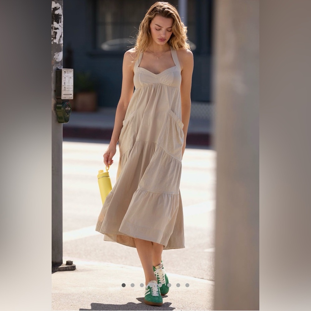 NWT Anthropologie Daily Practice Top Tier Utility Sweetheart Midi Dress L